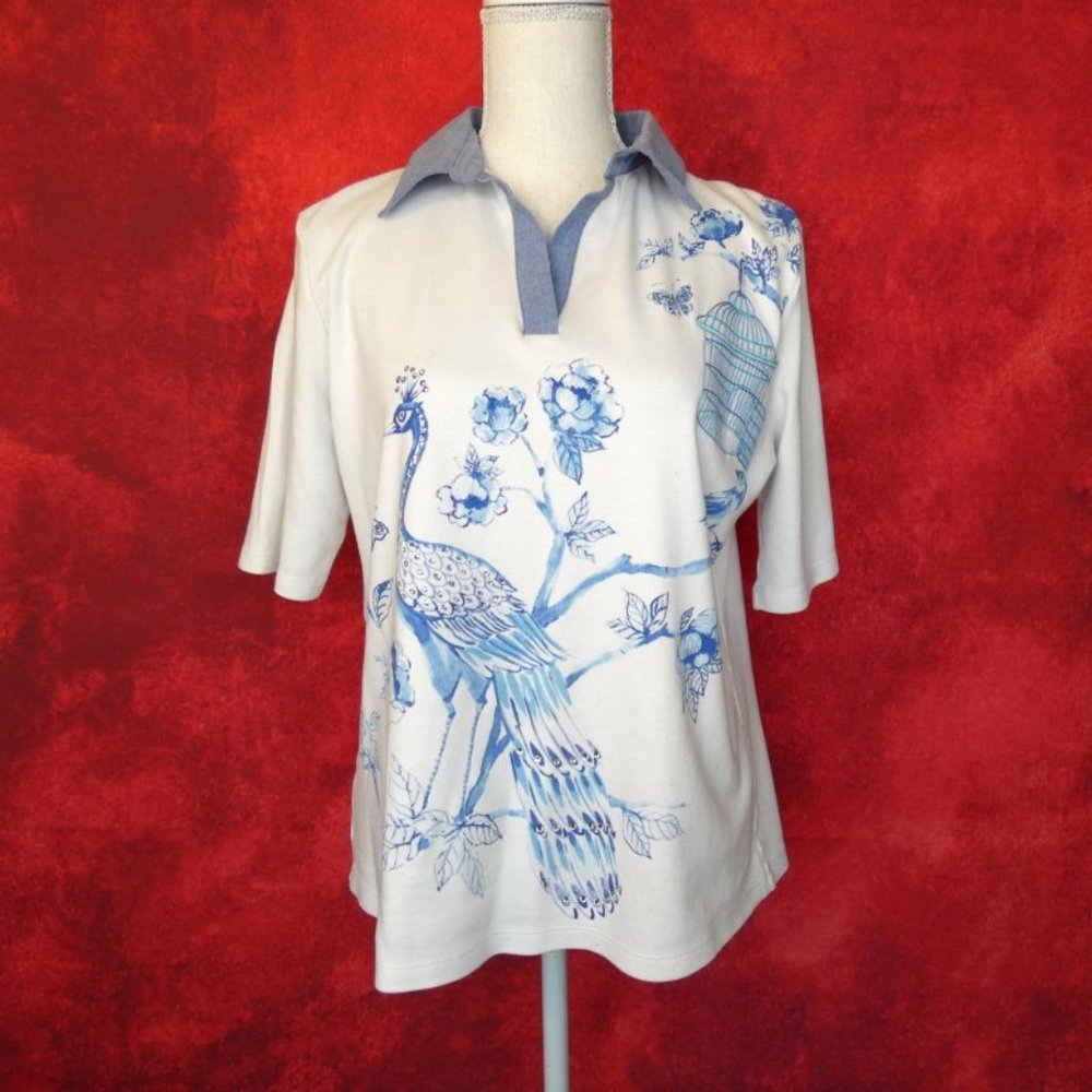 Draper's & Damon's Peacock Embellished Tee Size M